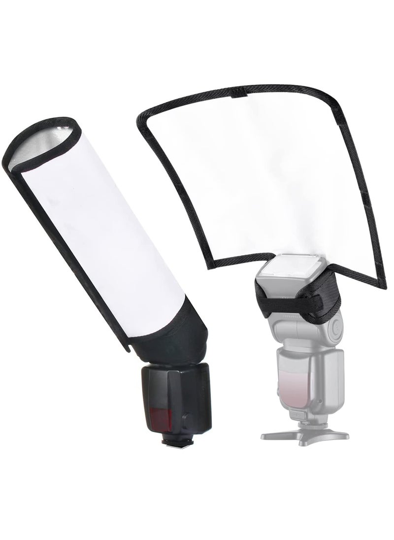 waka waka Flash Diffuser Reflector Kit - Bend Bounce Flash Diffuser+ Silver/White Reflector for Speedlight, Universal Mount for Canon, Nikon, etc.  - Image 2