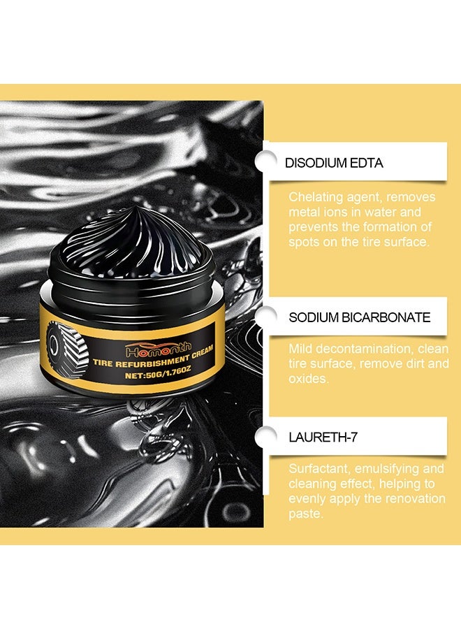 Homonth Car tire refurbishing paste - Tire cleaning, rust removal, polishing, brightening, waterproofing and anti-fouling. 50G + sponge - Image 4