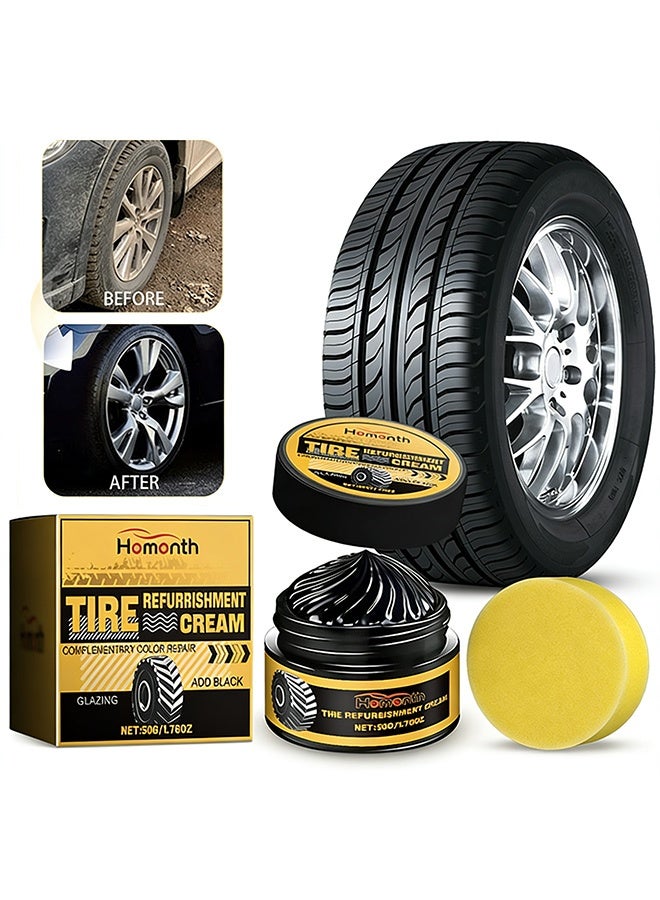 Homonth Car tire refurbishing paste - Tire cleaning, rust removal, polishing, brightening, waterproofing and anti-fouling. 50G + sponge - Image 1