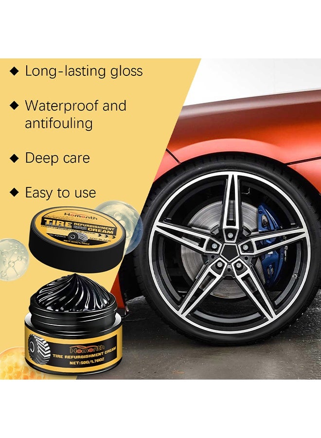 Homonth Car tire refurbishing paste - Tire cleaning, rust removal, polishing, brightening, waterproofing and anti-fouling. 50G + sponge - Image 2