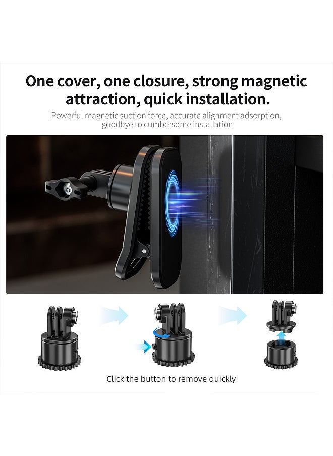 STARTRC - Magnetic Backpack Camera Mount Strap Clip Mount Quick Release 360°Rotatable with Sports Camera Adapter & 1/4in Adapter Compatible with GoPro Max/12/11/10/9/8 DJI Action 2/3/4 - Image 1
