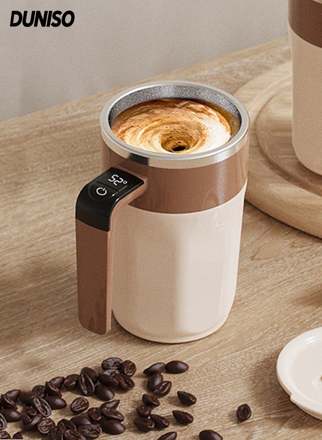 DUNISO Electric Mixing Cup Premium Electric Protein Shaker Bottle Rechargeable Auto Magnetic Mug Intelligent Temperature Measurement Coffee Mug Rotating Home Office Travel Stirring Cup Portable Powder Shake Cup for Protein, Coffee, Milkshake,Oatmeal - Image 1