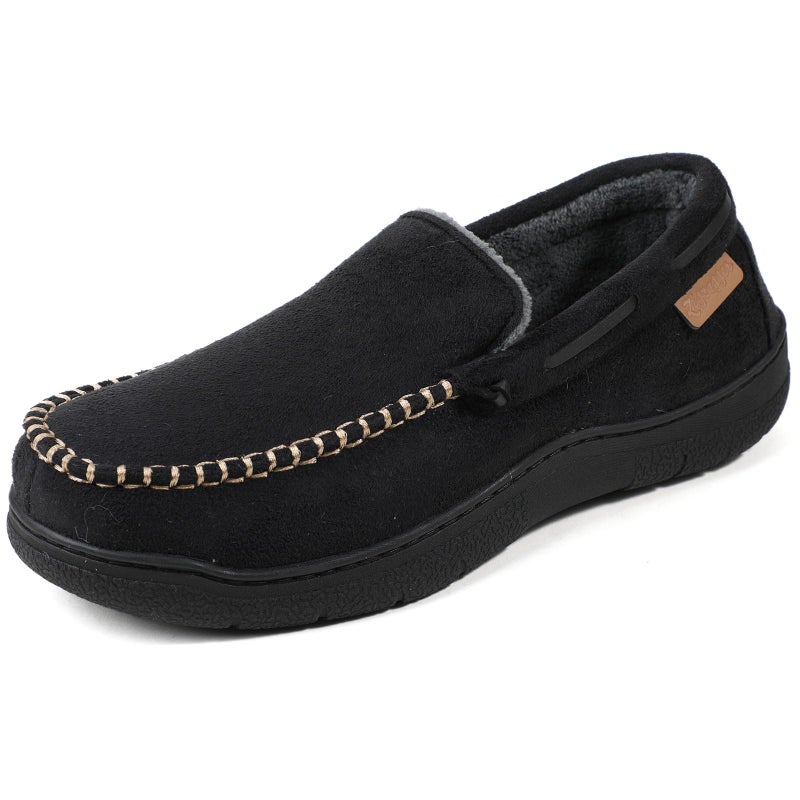 Zigzagger Men's Moccasin Slippers Memory Foam House Shoes, Indoor and Outdoor Warm Loafer Slippers, Vanta, 10 M US - Image 1