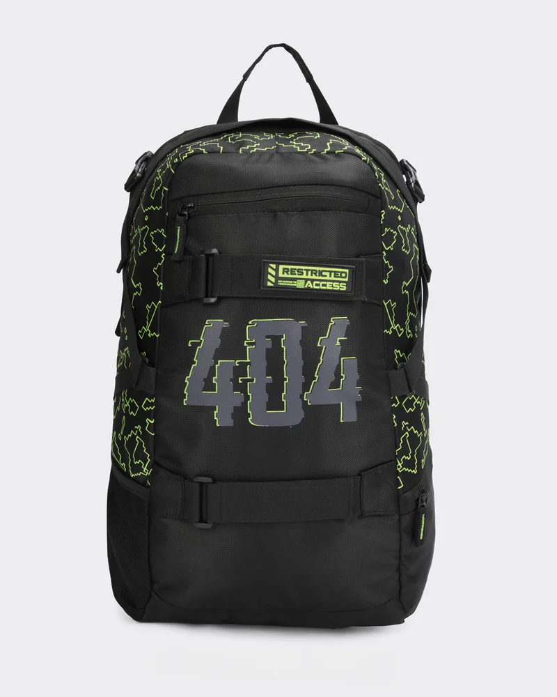 بيواكوف Unisex Black 404 Restricted Access Printed Travel Backpack