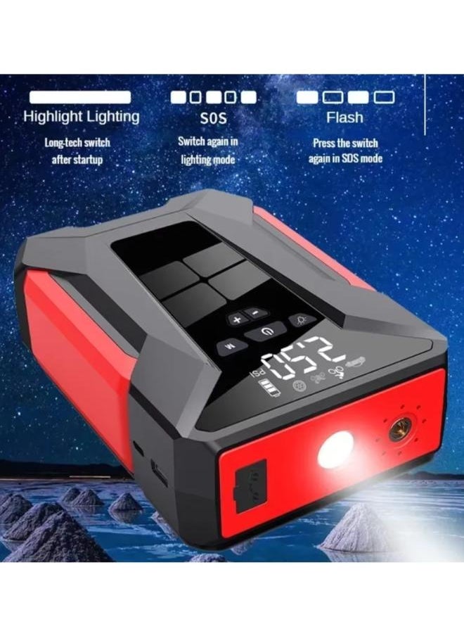 Generic 12V 39800mAh Multi-Function Power Bank Air Pump Auto Tire Inflator Car Battery Booster Lighting Air Compressor Auto Starting Device  - Image 2