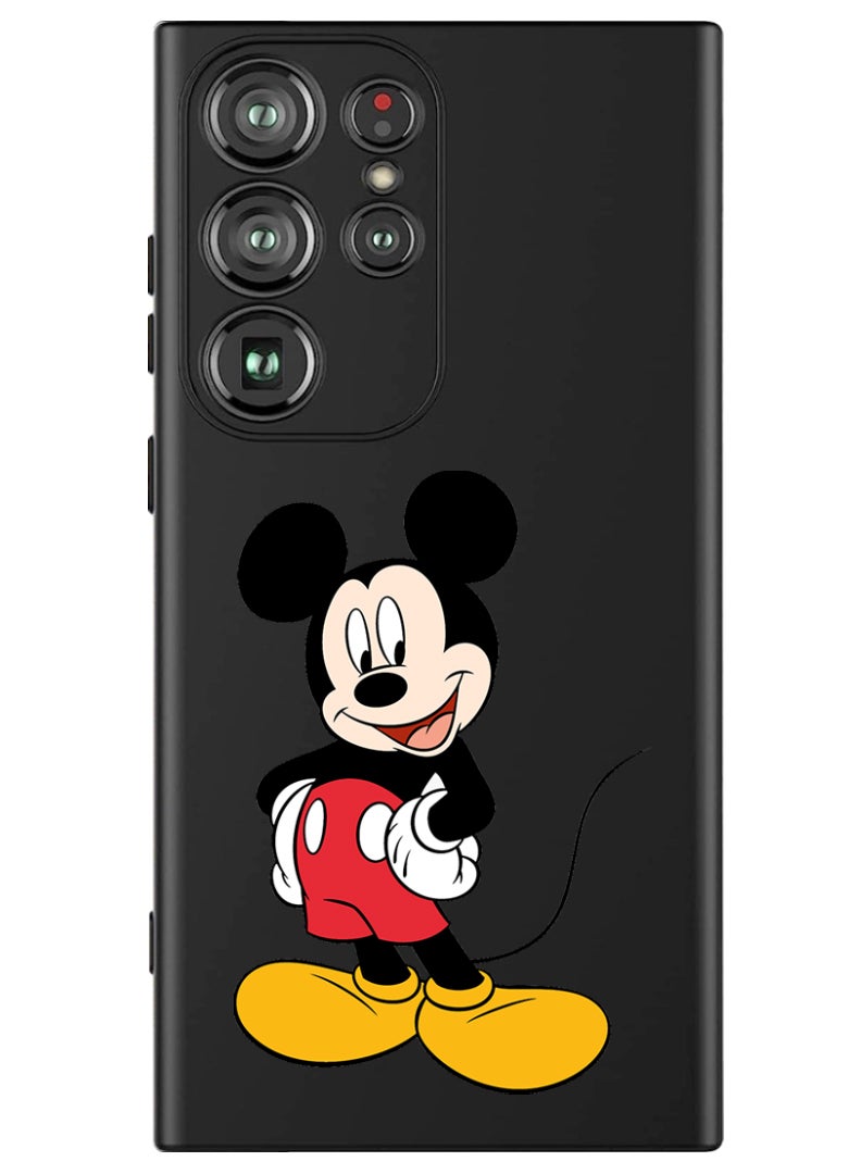 Theodor غطاء سليم واقي من السيليكون السائل مع حماية كاملة للجسم ضد الخدوش وصدمات لهاتف سامسونج جالاكسي S24 ألترا (أسود) - ميكي ماوس 2 - Image 1