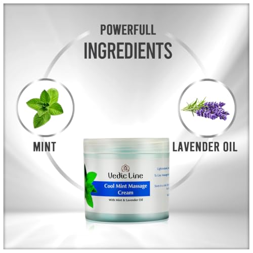Vedic Line Vedicline Cool Mint Massage Cream Improve Skin Elasticity & Texture With Mint Oil, Lavender Oil, Shea Butter, & Olive Oil For Glowing Skin, 100ml - Image 4