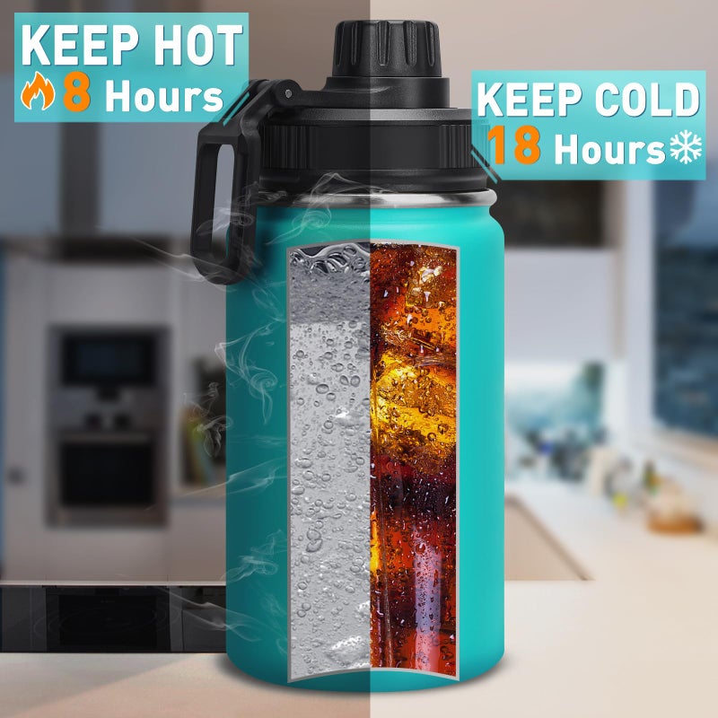 Milifox 12 oz Insulated Water Bottle, Double Wall Vacuum Insulated Stainless Steel Water Bottles, Wide Mouth Leakproof BPA Free with Chug Lid, 18 Hours Cold and 8 Hours Hot (Lake green) - Image 3