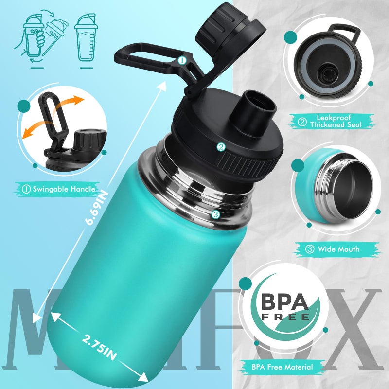 Milifox 12 oz Insulated Water Bottle, Double Wall Vacuum Insulated Stainless Steel Water Bottles, Wide Mouth Leakproof BPA Free with Chug Lid, 18 Hours Cold and 8 Hours Hot (Lake green) - Image 5