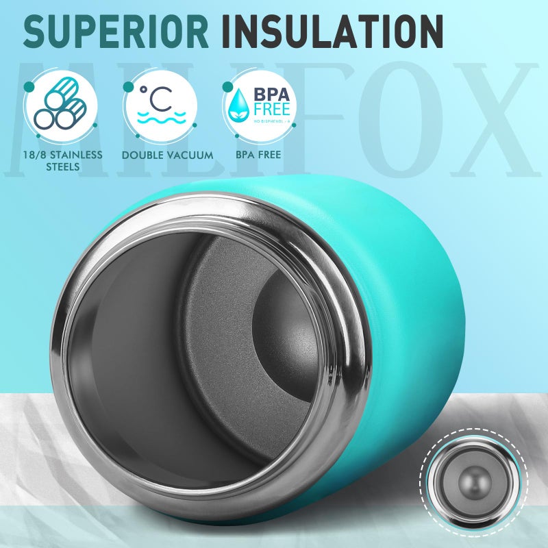 Milifox 12 oz Insulated Water Bottle, Double Wall Vacuum Insulated Stainless Steel Water Bottles, Wide Mouth Leakproof BPA Free with Chug Lid, 18 Hours Cold and 8 Hours Hot (Lake green) - Image 2