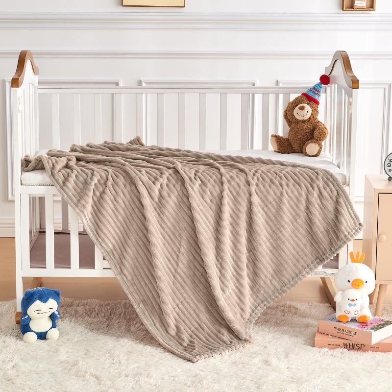 Eonkasp Soft Fleece Baby Blanket Ultra Cozy Baby Blankets for Boys Girls Warm and Lightweight Infant Toddler Newborn Receiving Gift with Reversible Stripes for Crib Stroller, 30x40 Inch, Linen - Image 5