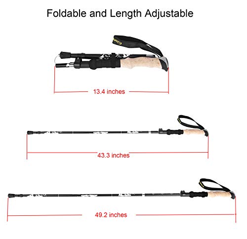 A ALAFEN Aluminum Collapsible Ultralight Travel Trekking Hiking Pole for Men and Women (Fits 5'3" - 6'2"), Single Pole (1 Pack), Y-Black - Image 3