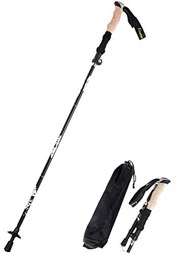 A ALAFEN Aluminum Collapsible Ultralight Travel Trekking Hiking Pole for Men and Women (Fits 5'3" - 6'2"), Single Pole (1 Pack), Y-Black - Image 1