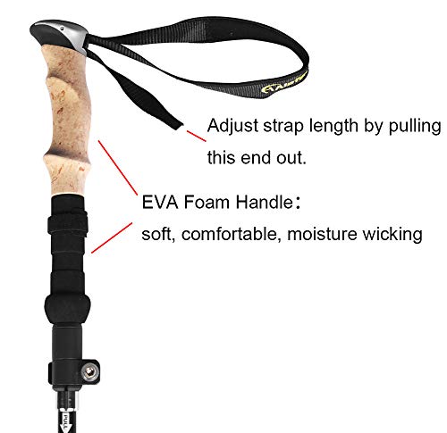 A ALAFEN Aluminum Collapsible Ultralight Travel Trekking Hiking Pole for Men and Women (Fits 5'3" - 6'2"), Single Pole (1 Pack), Y-Black - Image 4