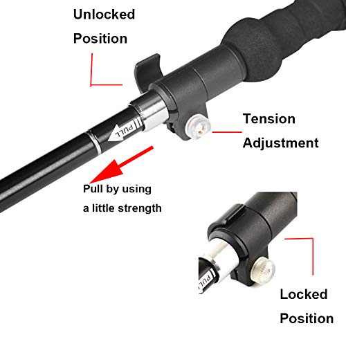 A ALAFEN Aluminum Collapsible Ultralight Travel Trekking Hiking Pole for Men and Women (Fits 5'3" - 6'2"), Single Pole (1 Pack), Y-Black - Image 5