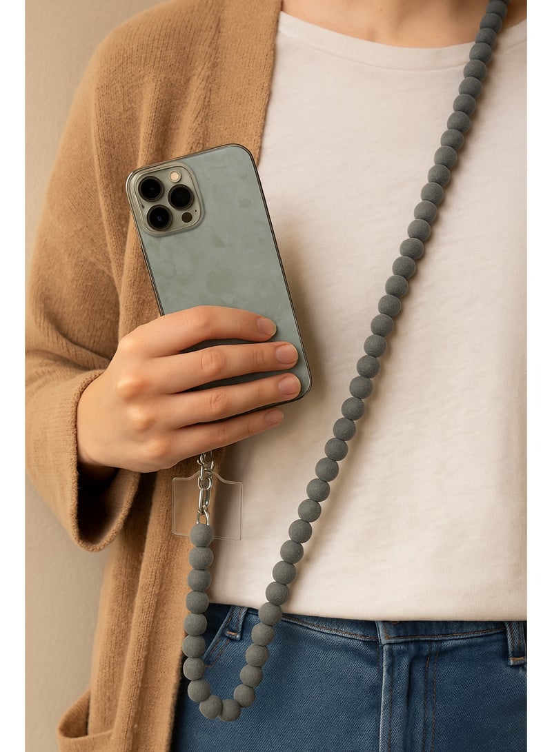 Bundle: Charcoal Grey Beaded Phone Straps (Small + Long) - Image 4