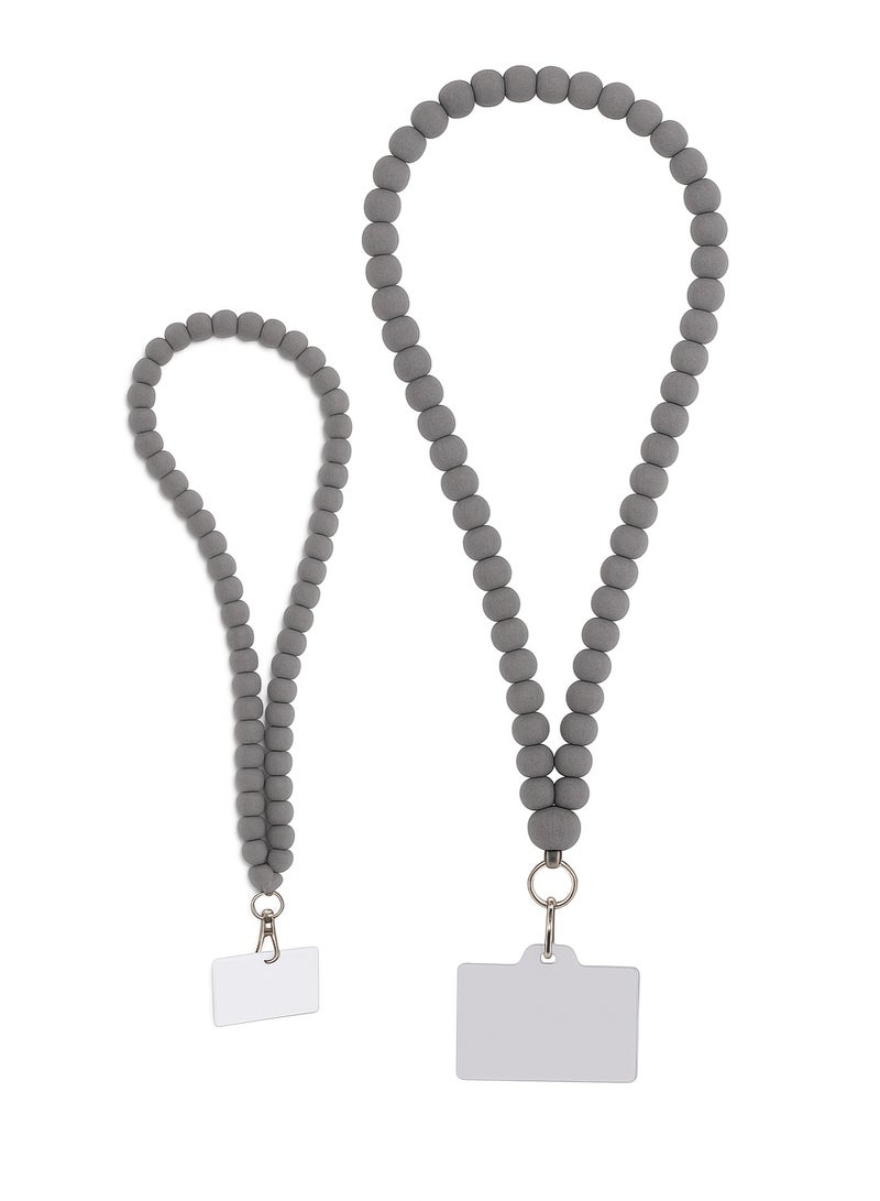 Bundle: Charcoal Grey Beaded Phone Straps (Small + Long) - Image 1