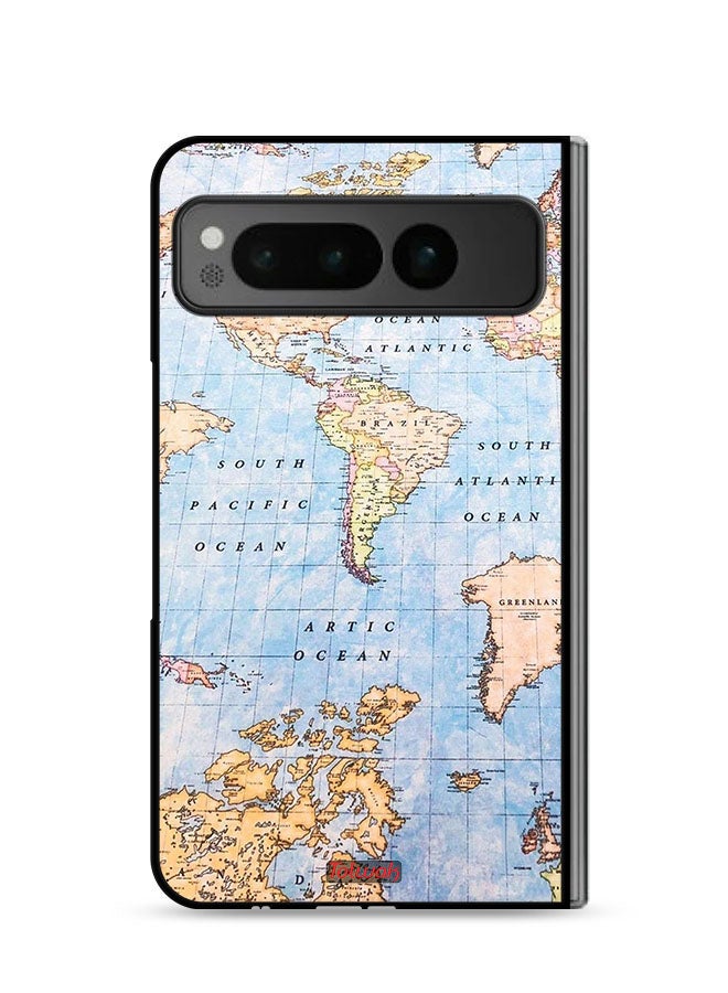 Tolwak Google Pixel Fold 5G Protective Case Cover World Map - Image 1