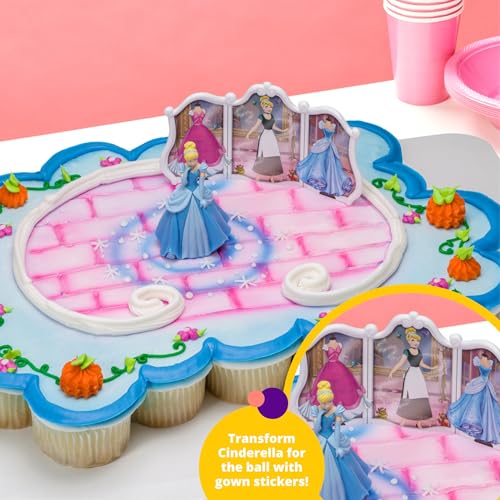 DecoPac DecoSet® Disney Princess Cinderella Transforms Cake Topper, 4-Piece Birthday Cake Decorations Set with Figurine and Dress Stickers - Image 3