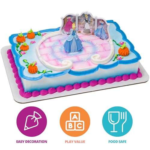 DecoPac DecoSet® Disney Princess Cinderella Transforms Cake Topper, 4-Piece Birthday Cake Decorations Set with Figurine and Dress Stickers - Image 2