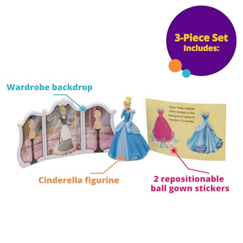 DecoPac DecoSet® Disney Princess Cinderella Transforms Cake Topper, 4-Piece Birthday Cake Decorations Set with Figurine and Dress Stickers - Image 4