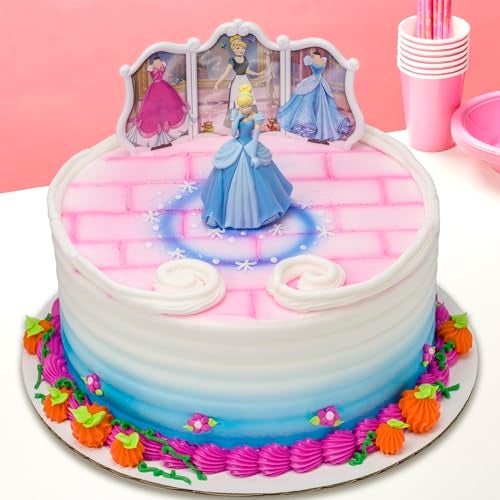 DecoPac DecoSet® Disney Princess Cinderella Transforms Cake Topper, 4-Piece Birthday Cake Decorations Set with Figurine and Dress Stickers - Image 5