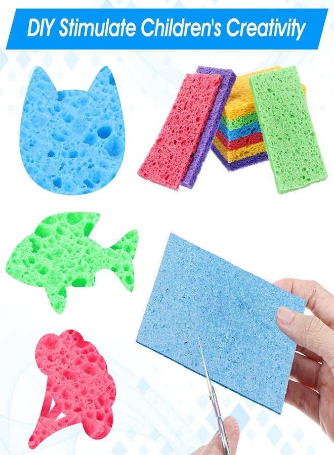 Limbeuuu 100 Pieces Kitchen Sponge Bulk Natural Sponges for Dishes Compressed Wood Pulp Sponges Cleaning Sponge Without Scratching for Kitchen Bathroom, 3.9 x 2.4 x 0.2 Inch (Multicolor) - Image 3