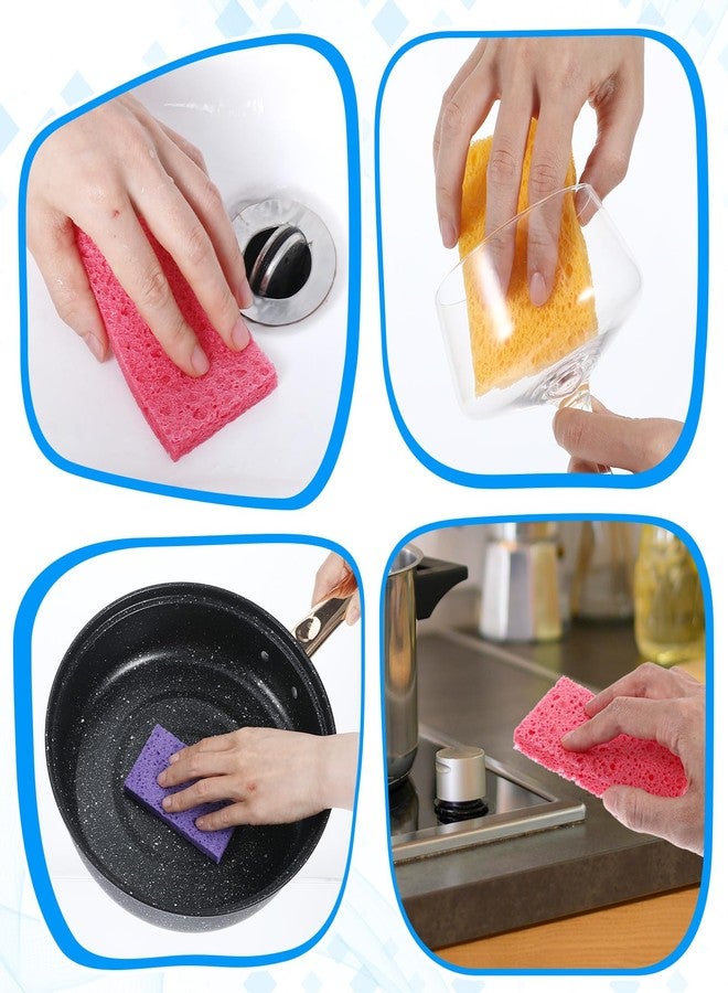 Limbeuuu 100 Pieces Kitchen Sponge Bulk Natural Sponges for Dishes Compressed Wood Pulp Sponges Cleaning Sponge Without Scratching for Kitchen Bathroom, 3.9 x 2.4 x 0.2 Inch (Multicolor) - Image 5