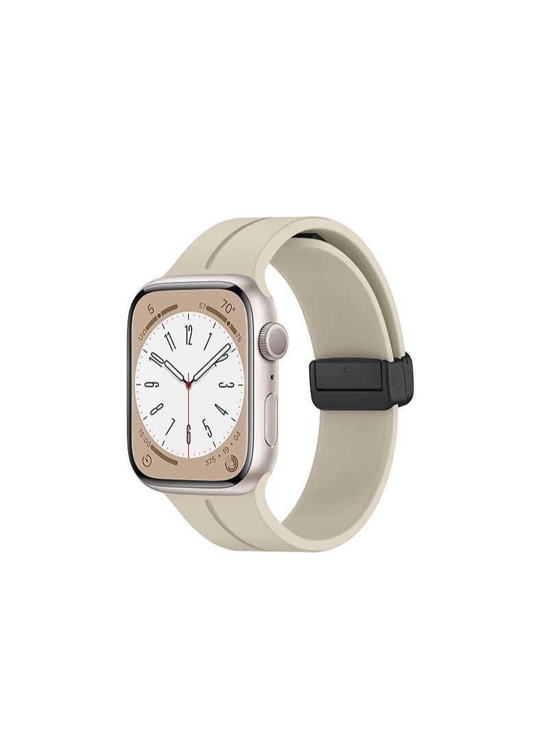 Magnetic Band D-buckle Silicone Sport Strap Replacement WristBand for Apple Watch SE Series 8/7/6/5/4/3/2/1 (38mm/40mm/41mm) - Image 1