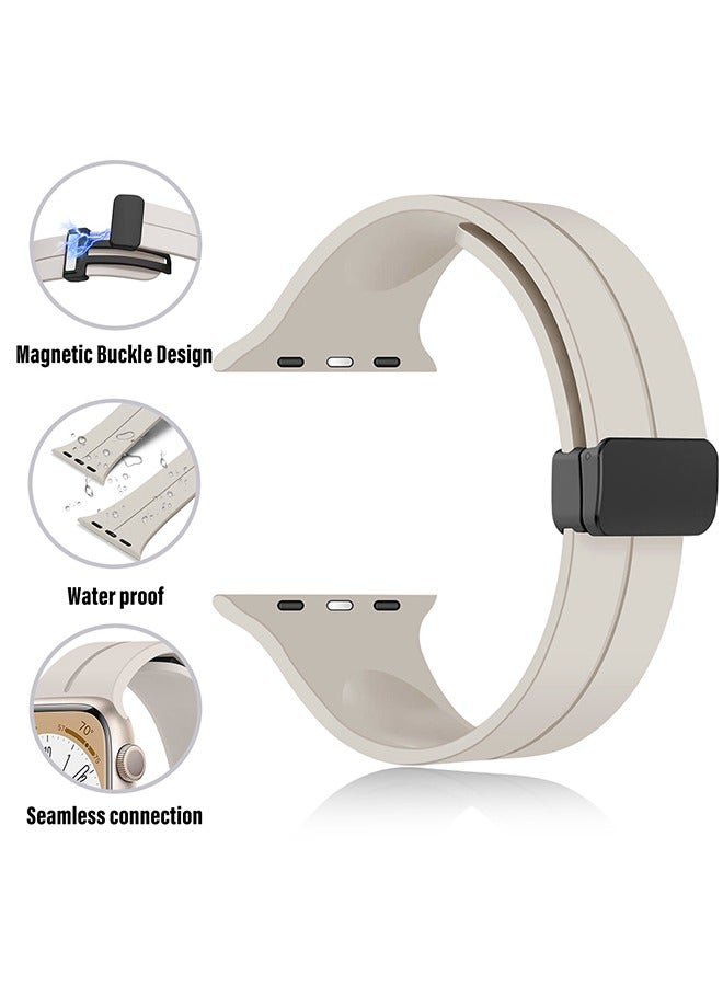 Magnetic Band D-buckle Silicone Sport Strap Replacement WristBand for Apple Watch SE Series 8/7/6/5/4/3/2/1 (38mm/40mm/41mm) - Image 2