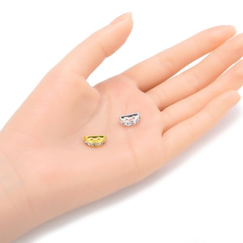 Adabele 50pcs Adabele Grade A Half Round 2-Hole Crystal Clear Rhinestone Beads 13mm Spacer Bar Sterling Silver Plated for Layering Craft Jewelry Making CF176 - Image 2