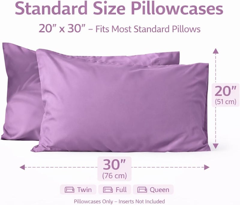 Ultra Soft Brushed Microfiber Standard Size 20"x30" Pillowcases Pair Set of 2 with Envelope Closure (20"x30" Standard, Lavender) - Image 2