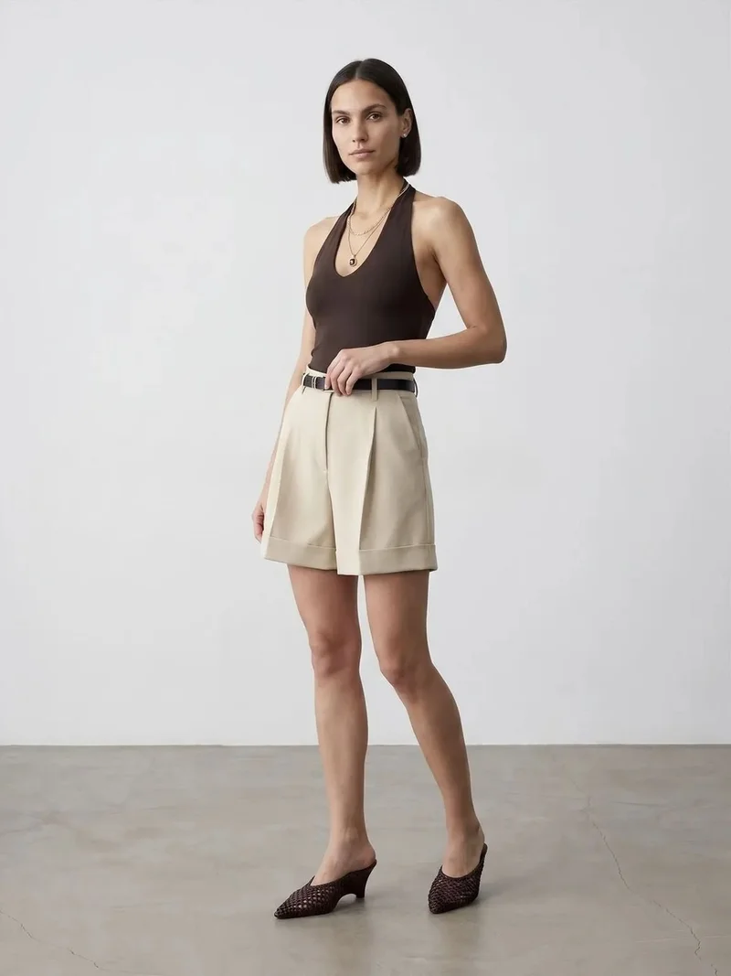 Dilvin Dilvin Halter Neck Cut-Out Bodysuit