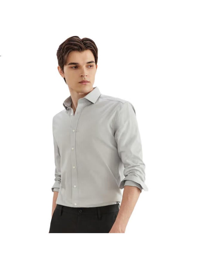 G2000 Mall Matching Cotton Blend Skin-Friendly Twill Long-Sleeve Shirt, Gray, S/03 - Image 2