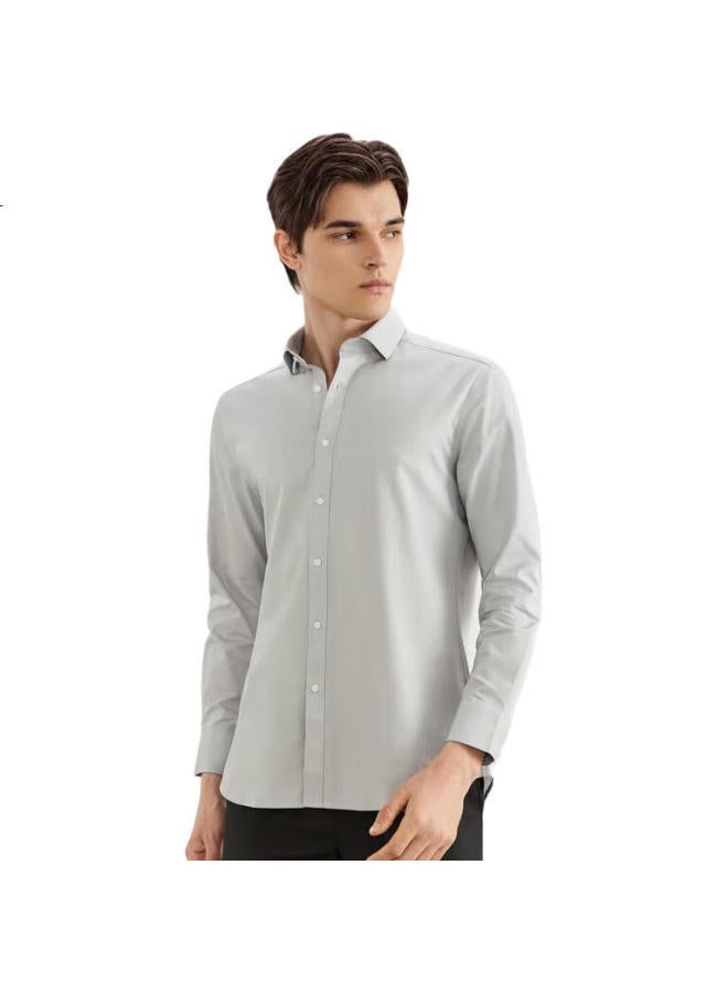 G2000 Mall Matching Cotton Blend Skin-Friendly Twill Long-Sleeve Shirt, Gray, S/03 - Image 1