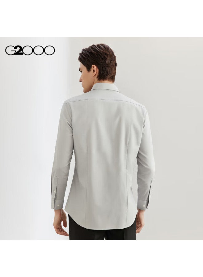 G2000 Mall Matching Cotton Blend Skin-friendly Twill Long-sleeve Shirt, Gray, S/03 - Image 2