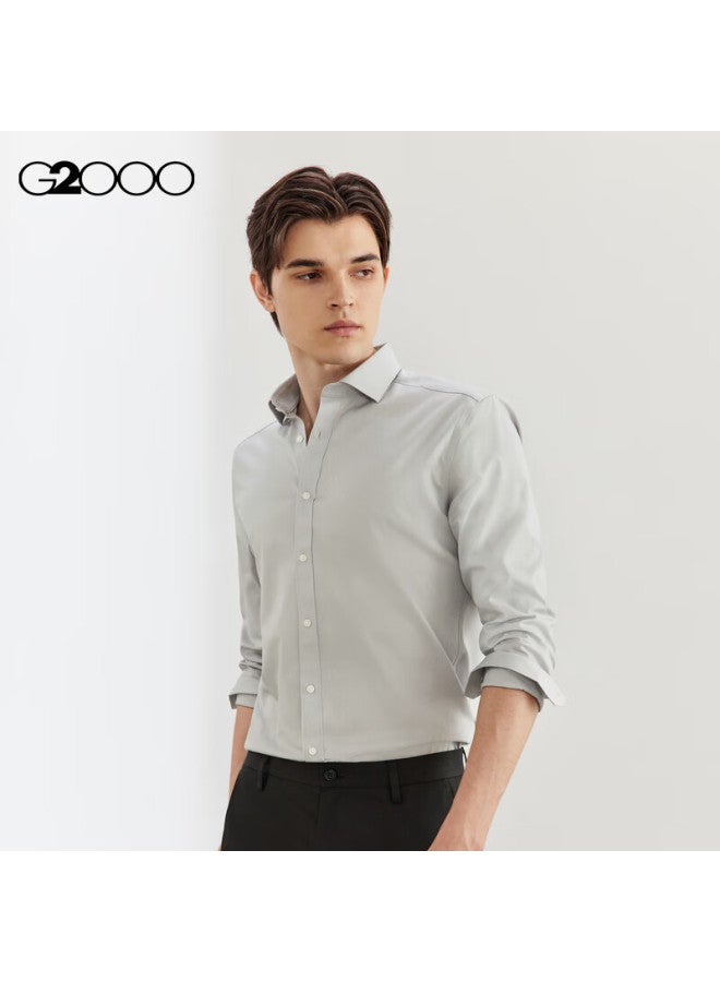 G2000 Mall Matching Cotton Blend Skin-friendly Twill Long-sleeve Shirt, Gray, S/03 - Image 3