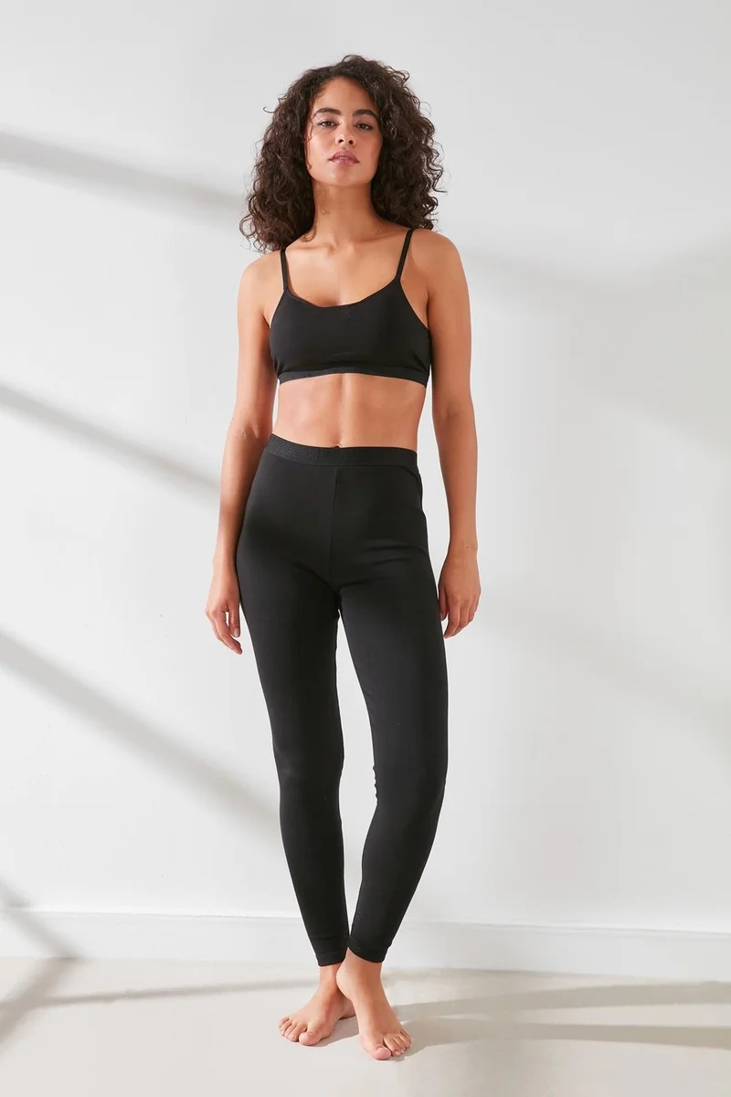 C&city C11434 Women's Modal Cotton Thermal Leggings Black