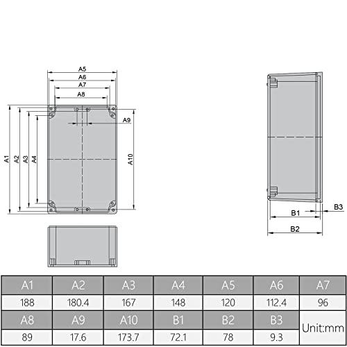 Fielect Aluminum Enclosure Project Box Waterproof IP65 Metal Junction Box Universal Electrical Project Enclosure Box, 7.40" x 4.72" x 3.07" - Image 3