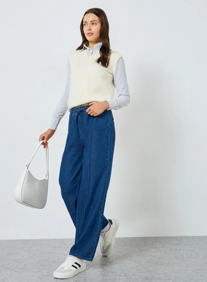 Styli High Rise Wide Leg Jeans