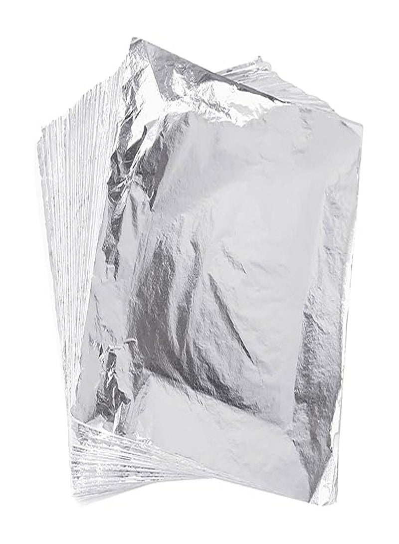 Silver Leaf-100 Pieces - DIY Furniture Decorating, Decoupage, Wrapping - Metallic Shimmer-Smooth Texture - Image 1