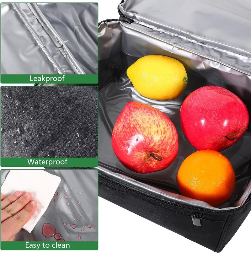 SALEPUSH Insulated Lunch Bag Picnic Tiffin Bag for Men Women Stylish Spacious Cooler Tote for Office School Picnic Travel Tiffin Carry Bag Hot Cold Black 12L - Image 5
