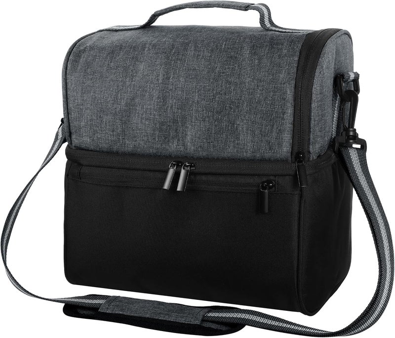 SALEPUSH Insulated Lunch Bag Picnic Tiffin Bag for Men Women Stylish Spacious Cooler Tote for Office School Picnic Travel Tiffin Carry Bag Hot Cold Black 12L - Image 1
