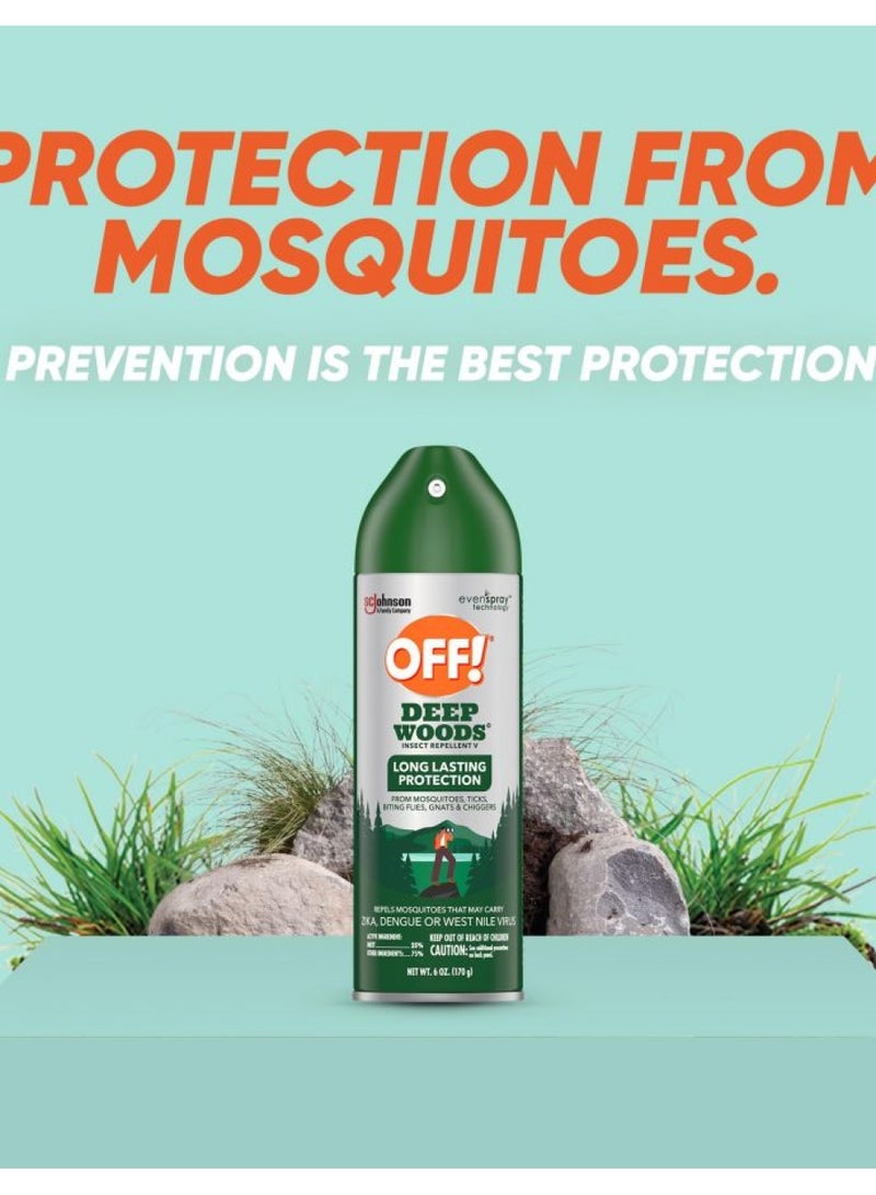 OFF! Deep Woods Insect Repellent Aerosol, Bug Spray with Long Lasting Protection from Mosquitoes, 6 oz - Image 2