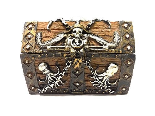 PTC 5.5 Inch Skull and Chain Pirate's Chest Jewelry/Trinket Box Figurine - Image 5
