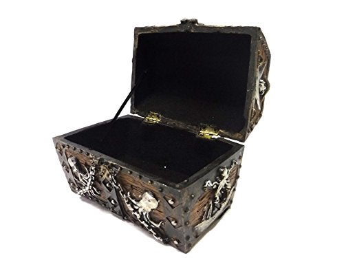 PTC 5.5 Inch Skull and Chain Pirate's Chest Jewelry/Trinket Box Figurine - Image 3