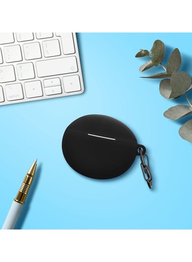 حافظة سيليكون واقية لسماعات Xiaomi Redmi Buds 4 مع غطاء سلسلة مفاتيح (أسود) - Image 3