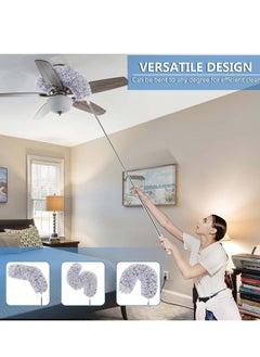 TYCOM Microfiber Duster with Extendable Pole Extra Long Feather Duster for Cleaning Bendable Head Scratch Resistant Cover Washable Duster for Ceiling Fan Furniture & Cars  - Image 2