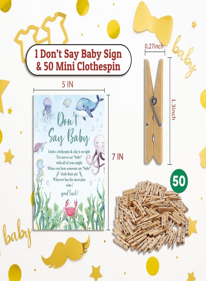 Xenseou Don't Say Baby Game for Baby Shower, 50 Wooden Clothespins and one Sign, Under The Sea, Ocean Theme, Pins for Baby Shower Decorations, Gender Reveal Games, Baby Shower Supplies-BB30 - Image 4