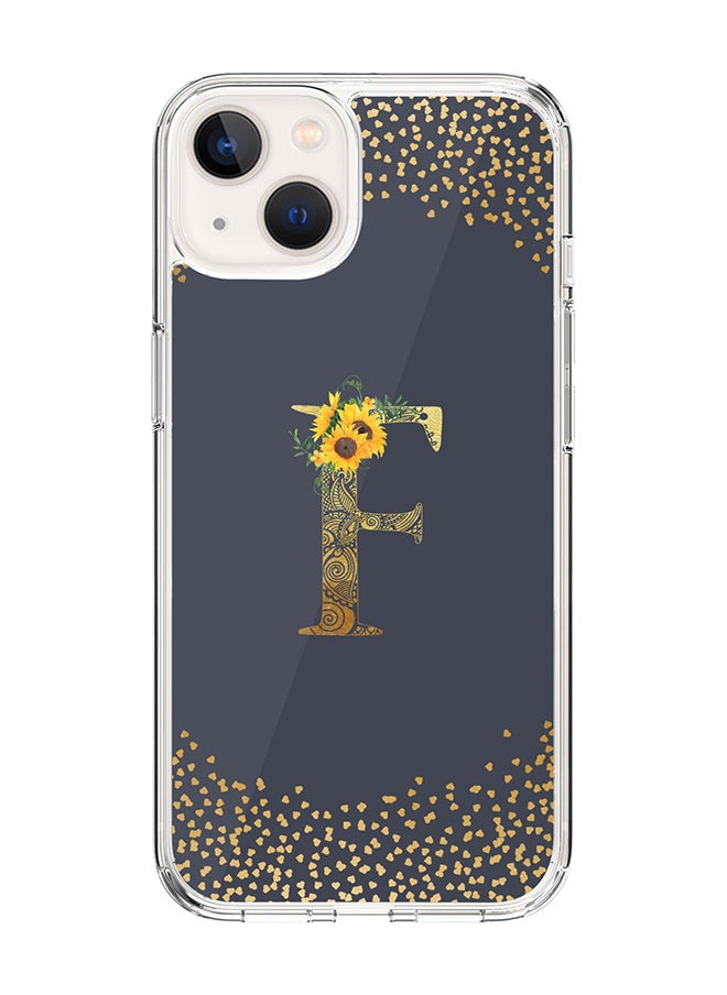Stylizedd Classic Clear Case For iPhone 14 Plus, Hybrid Soft Case Thin Cover- Custom Monogram Initial Letter Mandala Floral Pattern Alphabet - F ( Grey)  - Image 1